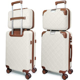 Voytra Lightweight Carry on Luggage 22x14x9 Airline Approved Suitcases with Wheels YKK Zipper TSA Lock, 2 Piece Luggage Set for Weekend Getaways & Travel Business (14/20 Beige)