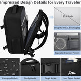Tenot Travel Backpack for Women Men Carry on Flight Approved Lightweight 15.6 Inch Laptop Backpack Duffle College Business Work Weekender Hiking Travel Essentials Suitcase Backpack Black