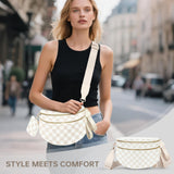 Cross Body Bag for Women Checkered Crossbody Bags Bum Bag for Women Fanny Packs for Girls Small Nylon Checkered Purse Trendy Shoulder Pouch for Womens (Checkered Beige, One Size)