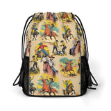 Western Drawstring Backpack Gym Bag With Shoe Compartment String Bag Sport Beach Swimming Sackpack For Women Men