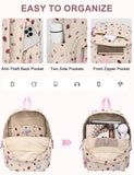 VASCHY Corduroy Backpack for Girls, Lightweight School Bag for Elementary, Middle & High School, Teen Bookbag, Women’s Casual Travel Daypack Strawberry