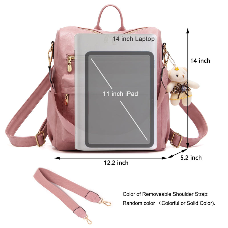 Soperwillton Women Backpack Purse Multipurpose Design Handbags Shoulder Bag PU Leather Travel bag Backpack Set 2pcs