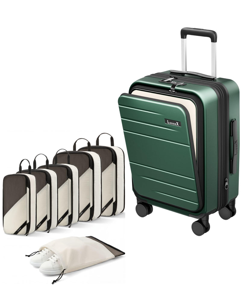 LUGGEX Carry On Luggage and 6 Set Travel Packing Cubes Bundle – Travel Essentials