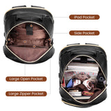 LOVEVOOK Laptop Backpack Purse for Women, Large Capacity Travel Computer Work Bag, Faux PU Leather Quilted Casual Nurse Backpack for Womens, Fit 15.6 Inch Laptop with USB Port, Black