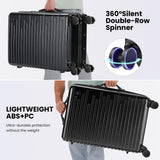 Hoteel Luggage Sets 5 Piece, 4-Yr Warranty Durable Suitcase Dual-Spinner Wheel TSA Lock, Lightweight Travel Hardshell PC+ABS Carry on Luggage for Men&Women, Black(20in/24in/28in/BP/TB)