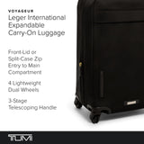 TUMI - Voyageur Leger 4 Wheeled Luggage - Women's Lightweight and Spacious, Sleek Silhouette, Durable Premium Suitcase - 21.8" International Expandable Carry-On, Black with Gold Hardware