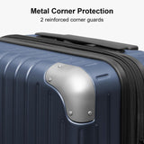 LEVEL8 Carry on Luggage Airline Approved, Hardshell Suitcases with Spinner Wheels, PC Expandable Luggage, 20 Inch, Blue