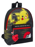 Pokémon Pikachu Catch 'Em All Roxy Backpack with Collapsible Water Bottle - Officially Licensed, 39x31x12cm, Durable Polyester, Adjustable Padded Straps, Hydration on the Go, For Trainers, Black, 39cm