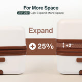 Vipbox Luggage Sets 3 Piece (3-YEARS VIP SERVICE) Hardside Expandable Ultra Durable 100% PC Lightweight Carry On Travel Suitcase Set with TSA Lock Spinner Wheels, White Brown