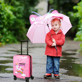 Weewooday Kids Luggage and Backpack 18 Suitcase with Spinner Wheel Hard Case Travel 13 Backpack Girl Suitcase Set for Kids Travel Supplies(Pink,Unicorn Style)
