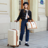 Cosbarn 5 Piece Luggage Sets with Spinner Wheels, Hardshell ABS Suitcase Set with Tsa Lock, Lightweight Hardside Waterproof Travel Suitcases for Men Women, White (20"/24"/28")