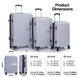 Tripcomp Luggage 3 Piece Sets Suitcase Set with Double Spinner Wheels, Lightweight Carry On Hardside Travel Luggage with TSA Lock, (20/24/28) (Silver)