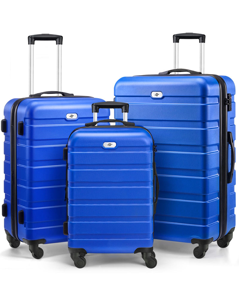 Suitour Luggage 3 Piece Sets Hard Shell Luggage Set with Spinner Wheels, TSA Lock, 20 24 28 inch Travel Suitcase Sets, Bright Blue