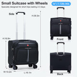 ROPLUS Underseat Carry-On Luggage Lightweight Rolling Tote Bag with 4 Spinner Wheels (Black, 16-Inch)