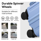 ROAMING 24 Inch Checked Luggage TOP Opening Rolling Suitcase PC hard sided luggage with Spinner Wheels Cup Holder Tsa Lock Specially Designed Ergonomic Pull Rod Handle for Travel Woman Men Blue