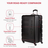 SwissGear 7366 Signature Hardside Expandable Luggage with Spinner Wheels, TSA Lock, Cup-Holder, Black, 3-Piece Set (19/23/27)