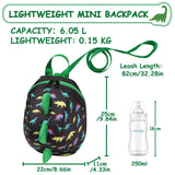 VASCHY Mini Toddler Kids Backpack with Leash, Ultra Lightweight Tiny Little Daycare Backpack Boys Dinosaur