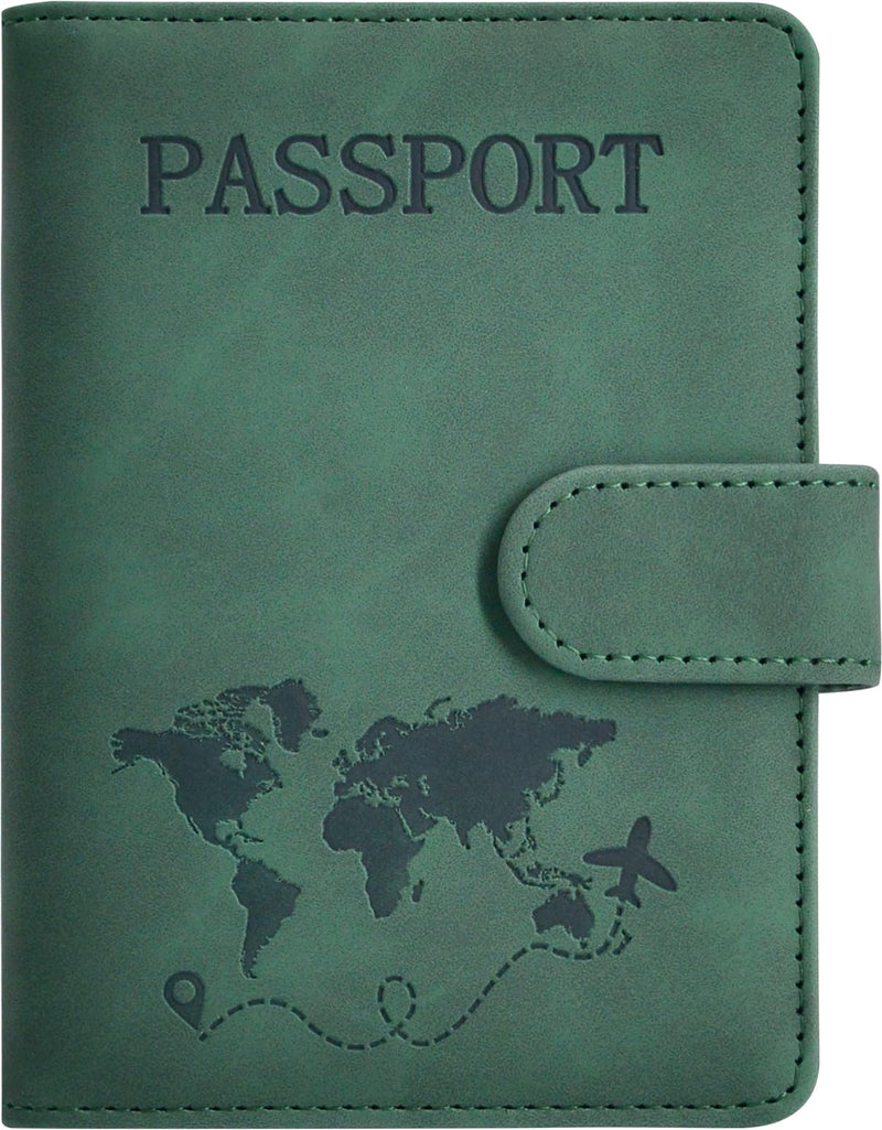 Passport Holder, Passport Cover with Credit Card Slot and Boarding Pass Slot Combo, Passport Wallet Case Book Travel Must Have, RFID Blocking Leather Travel Accessories, Green