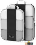 2 Set Compression Packing Cubes for Travel Essentials,Compressible Expandable Packing Cubes for Suitcase,OlarHike Luggage Organizer Bags for Travel,Handy Helper for Organizing Clothes(Black)