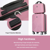 Tripcomp Luggage 4 Piece Set, Hardshell ABS Suitcase Set with Double Spinner Wheels, Lightweight Durable Large Luggage set, Carry On and Checked Travel Luggage, Pink