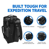 Eagle Creek Migrate 40L Travel Backpack Duffle Bag with Tuck-Away Backpack Straps, Full-Access Wide Mouth Opening & Seamless Bottom Bathtub Construction, Black