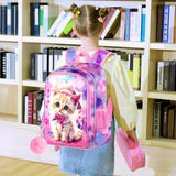 AGSDON 3PCS Backpacks for Girls, 16" Elementary Kids Cute Cat Backpack Preschool School Bookbags and Lunch Box