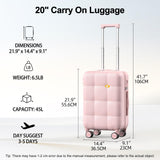 MGB Hardside Carry On Luggage with Spinner Wheels & Built-in TSA Lock, Durable Suitcase Rolling Luggage with Scratch-Resistant Surface, Carry-On 20-Inch, Pink