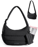 BAGSMART Shoulder Bag for Women Small Purses Puffer Crossbody Bag, Lightweight Fluffy Hobo Handbag Puffy Pouch Adjustable Strap, Black