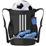 Champhox Soccer Bag, Youth Soccer Basketball Bag with Compartments Drawstring Backpack for Football Volleyball Gym Training Easter Gifts (Black)
