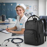 MATEIN Nurse Backpack, Waterproof Padded Medical Nursing Laptop Backpacks for Women, Home Health Clinical Tote Bag with Removable Organizer for College Work Travel, Nurses Gifts