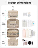 BAGSMART Travel Toiletry Bag for Womne, Hanging Travel Bag for Toiletries, Puffy Makeup Cosmetic Bag Organizer, Carry-on Travel Accessories Essentials, Beige