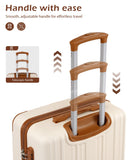 Coolife Luggage, Suitcase with Durable and Lightweight, Large Checked Luggage with ABS Hardshell Expandable, Dual Spinner Wheels, TSA Lock, and YKK Zipper (apricot white, L(28in))