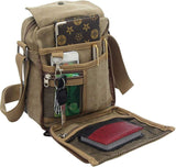 Men's Canvas Messenger Bag ,Casual Shoulder/ Chest Bag ,Travel Carry Bag,Multi-pocket Purse Handbag Crossbody Bags,Vintage Lightweight Small Satchel ,Khaki
