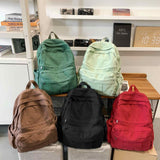 GAMLFL Military Green Canvas Backpack for Women & Men Retro Aesthetic Rucksack Basic Backpack for High School/College Students Travel Laptop Bag