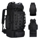 LibSkyln 70L/100L Camping Hiking Backpack with Rain Cover, Expandable Large Military Tactical Backpack, Waterproof Molle Racksack Travel Backpacking Daypack for Climbing Trekking (Black)