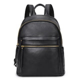 Kattee Genuine Leather Backpack Purse for Women Multi-functional Elegant Daypack Soft Leather Shoulder Bag Shopping Trip, Medium, Black