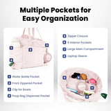 rubyloo Puffer Dog Travel Bag for Dog Moms – Doggy Diaper Bag with Pet Bowls & Food Storage or Everyday Puffy Tote – Doggy Mom Gifts for Women – Lightweight, Travel-Ready Gift for Pet Lovers - Pink