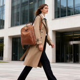 BOYATU Genuine Leather Backpack Purse for Women: Anti Theft Convertible Soft Backpacks - Elegant Womens Travel Backpack (01 Medium-Caramel Brown)