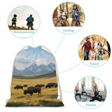 STVNKML Teton Prairie Drawstring Backpack Sport Gym Bags Yoga Shopping Travel Casual Daypacks for Women Men