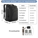 MATEIN Mens Travel Backpack, 27L Lightweight Carry on Backpack for Women, Expandable Business Backpacks, Waterproof Hiking Daypack for Outdoor Sports Rucksack Casual Daypack, Travel Essential, Black