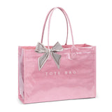 Lushandy PVC Tote Bag for Women, Large Plastic Tote Purse Work Kraft Paper Letter Print Shoulder Bag Carry All Hobo Handbag