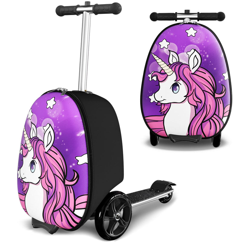 Baotree 2-in-1 Ride-On Scooter Suitcase, Scooter Luggage for Kids Ages 5-12, Foldable & Lightweight Carry with LED Light-Up Wheels