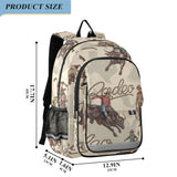 Glaphy Cowboys Pattern West with Bulls Backpack School Bag Lightweight Laptop Notebook Tablet Backpack Students Travel Bookbag with Reflective Stripes