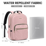 LOVEVOOK Laptop Backpack for Women 15.6 inch,Cute Womens Travel Purse,Professional Laptop Computer Bag,Waterproof Work Business College Teacher Bags Carry on Backpack with USB Port,Pink