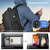 17.3 Inch Laptop Backpack for Travel Work Office College, 30L Water Resistant Casual Daypack, Lightweight Computer Backpack for Men Women, Business Laptop Bag with USB Charging Port - Black