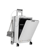 feilario Aluminium Frame PC Hard Shell Spinner Wheels Luggage,20.8"X15"X8.7 Airline Approved Built-In TSA lock Carry on Suitcase, with Cup Holder, USB Port, Phone Holder