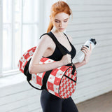 Buffalo Plaid Check Red Heart Large Capacity Luggage Travel Bag Business Trips Travel Weekender Gear Bag