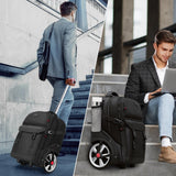 MATEIN Rolling Backpack for Men with Wheels, 17 Inch Large Wheeled Backpack with Combination Lock, Water Resistant Anti Theft Travel Laptop Backpack for Adults Work Business, Black