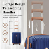 Joyway Luggage Sets 2 Piece PP Hardshell Carry on Suitcase and Checked Luggage, Travel Lightweight Suitcase Set with Double Spinner Wheels and TSA Lock (Navy Blue, 20+28 inch)