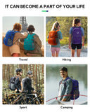 WATERFLY Hiking Packable Daypack Backpack: 25L Ultra Lightweight Day Pack for Woman Man - Small Compact Folding Back Pack for Outdoor Sport Cycling Camping Travel Trip - Black